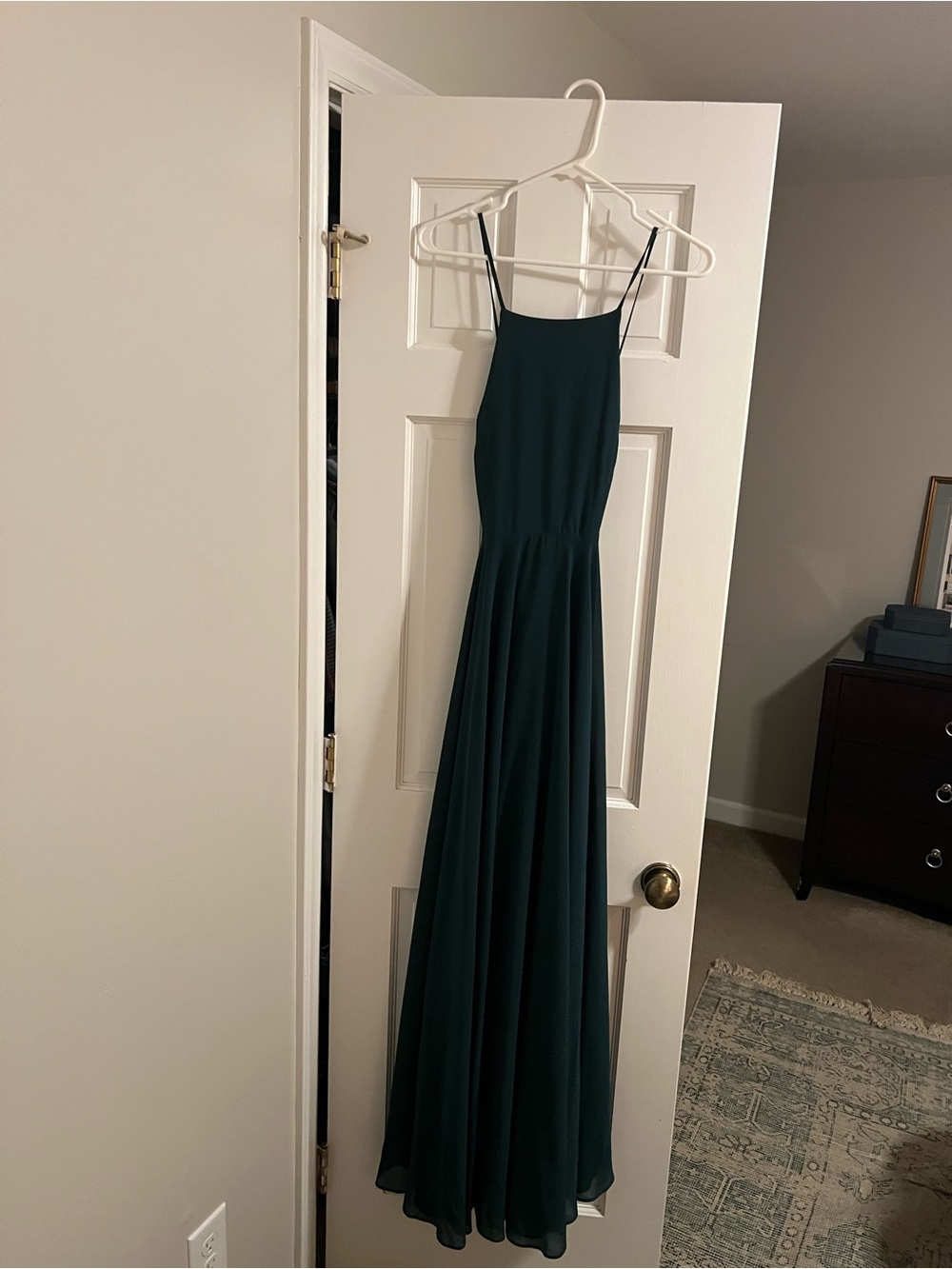 Lulu's Dark Forest Green Spaghetti-Strap Maxi Dress